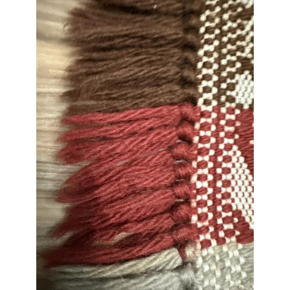 VTG Hand Loomed Kilim Rug Woven Wool Brown Maroon 25